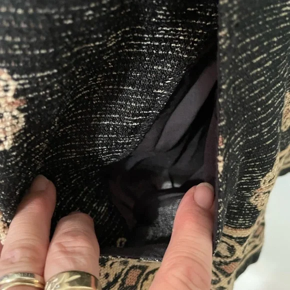 Free People Sleeveless black beige pleated bottom Tapestry dress with pockets 12 - Picture 6 of 8